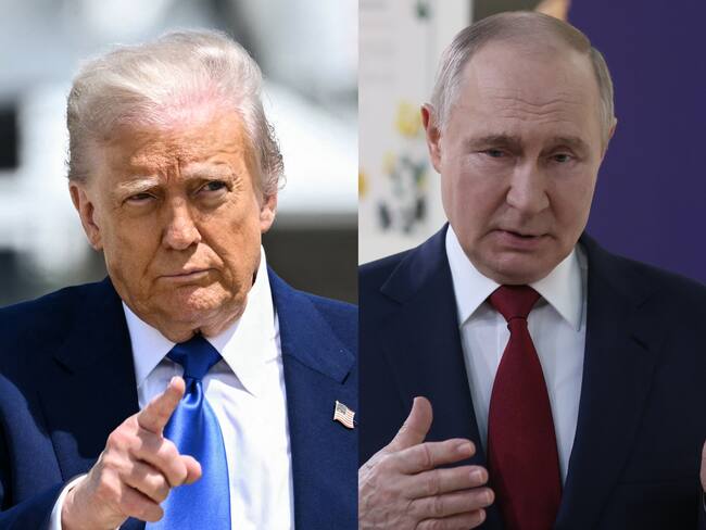 Presidente de Estados Unidos, Donald Trump. FOTO: Contributor/Getty Images. // Presidente de Rusia, Vladimir Putin. FOTO: BRENDAN SMIALOWSKI/AFP via Getty Images
